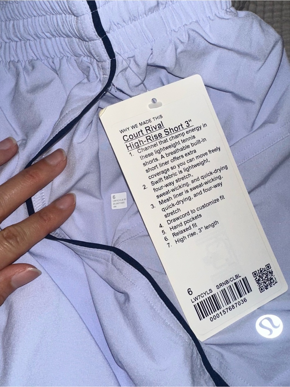 NWT 6 Lululemon Court Rival High-Rise Short 3" with Liner - Serene Blue Lavender - Picture 3 of 6